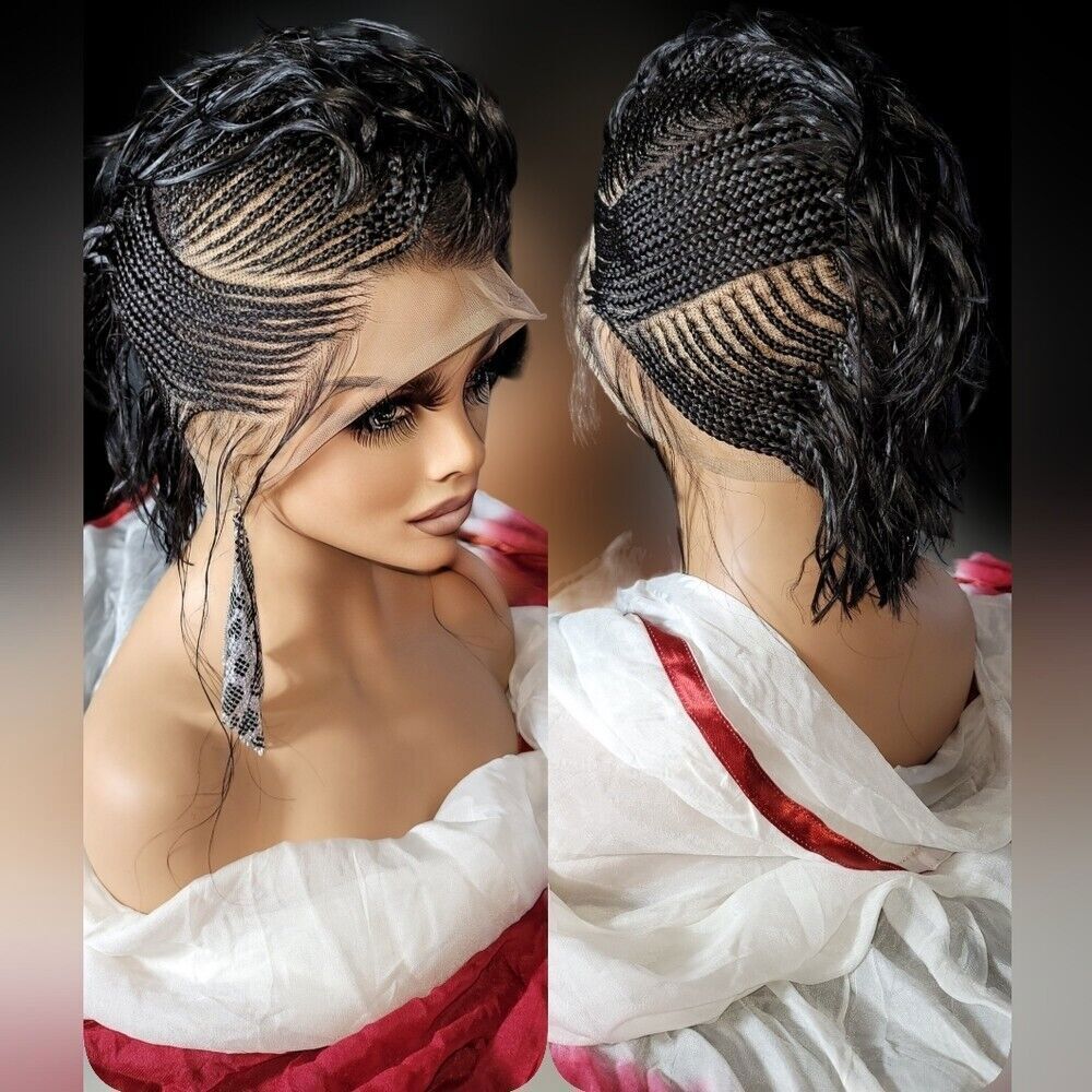 Luxurious Handmade Full Lace braided Wig: Elegance gorgeous in mohawk style,